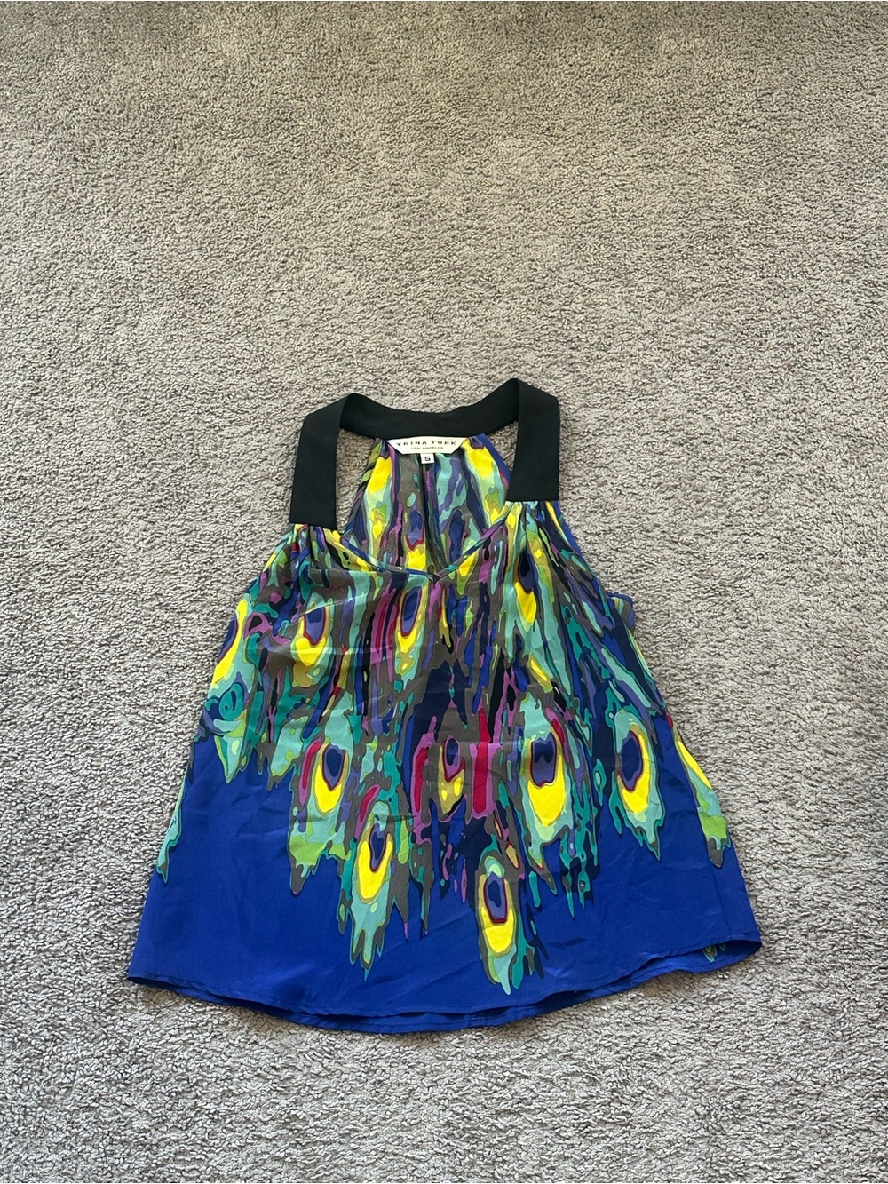 Trina Turk Silk Peacock Multicolor tank top